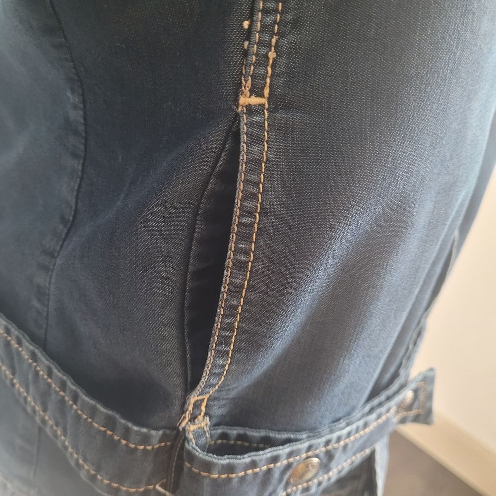 Color Siete Blue Denim Biker Jacket Size Medium Chic Casual - Picture 6 of 12